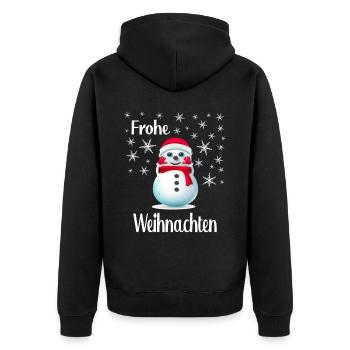 Frohe Weihnachten - Unisex Premium Bio Zip Hoodie - Schwarz - Hinten - Nico (187cm)