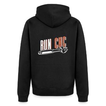 Zerspanungsmechaniker CNC Maschine Maschinenführer - Unisex Premium Bio Zip Hoodie - Schwarz - Hinten - Nico (187cm)