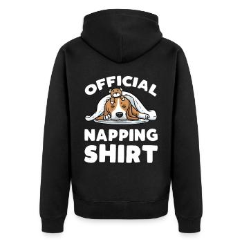 Beagle dog Sleeping with cuddly toy - Unisex Premium Organic Zip Hoodie - black - Back - Nico (187cm)
