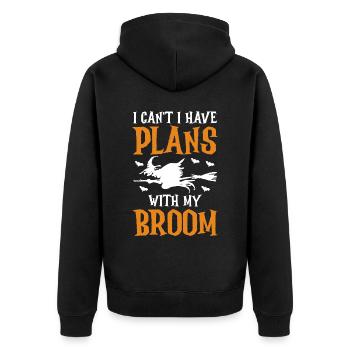 I Can't I Have Plans With My Broom - Unisex Premium Organic Zip Hoodie - black - Back - Nico (187cm)