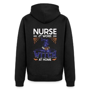 Infirmière au travail Witch Im - Veste à capuche bio Premium Unisexe - noir - Dos - Nico (187cm)