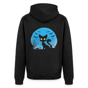 Spooky Shadow Pussycat Halloween Kostüm Party - Unisex Premium Bio Zip Hoodie - Schwarz - Hinten - Nico (187cm)