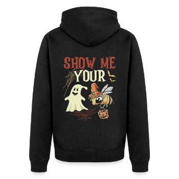 Show Me Your Ghost Bee Halloween Costume - Unisex Premium Organic Zip Hoodie - black - Back - Nico (187cm)