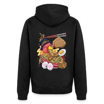 Kawaii Dinde Thanksgiving Ramen - Veste à capuche bio Premium Unisexe - noir - Dos - Nico (187cm)