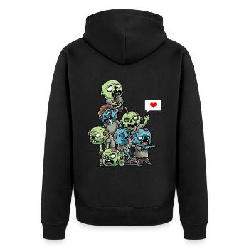Funny Zombies Spooky Halloween Creepy - Unisex Premium Organic Zip Hoodie - black - Back - Nico (187cm)