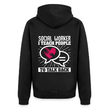 School Social Work Month Heart - Unisex Premium Organic Zip Hoodie - black - Back - Nico (187cm)