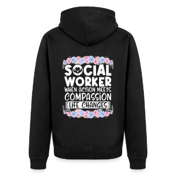 Fleurs du Mois du travail social à l’école - Veste à capuche bio Premium Unisexe - noir - Dos - Nico (187cm)