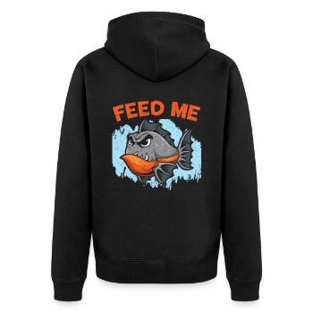 Feed me Piranha Collector Aquarist Fish Farming - Unisex Premium Organic Zip Hoodie - black - Back - Nico (187cm)