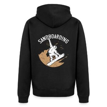 Sandboard Love Boardsport Sand Dune Sandboarding - Unisex Premium Organic Zip Hoodie - black - Back - Nico (187cm)