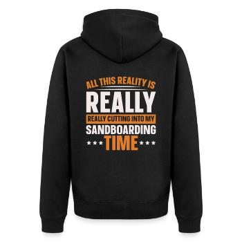 Sandboard Love Boardsport Sand Dune Sandboarding - Unisex Premium Organic Zip Hoodie - black - Back - Nico (187cm)