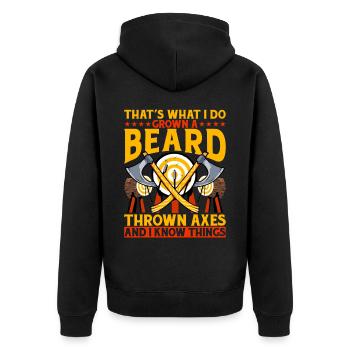 That's what I do growing a beard and throwing axes - Unisex Premium Bio Zip Hoodie - Schwarz - Hinten - Nico (187cm)