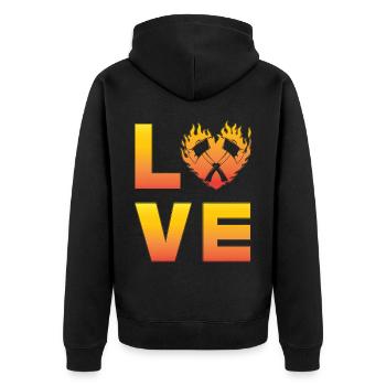 Axtwerfen - Unisex Premium Bio Zip Hoodie - Schwarz - Hinten - Nico (187cm)