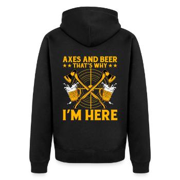 Axes et bière c’est pourquoi je suis ici - Veste à capuche bio Premium Unisexe - noir - Dos - Nico (187cm)