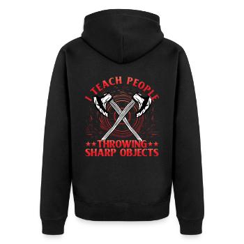 J’enseigne aux gens qui lancent des objets tranchants Lancer de hache - Veste à capuche bio Premium Unisexe - noir - Dos - Nico (187cm)