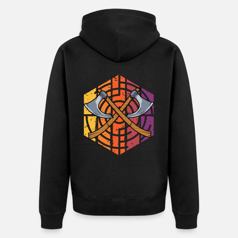 Lancer de hache rétro - Veste à capuche bio Premium Unisexe - noir