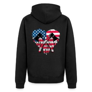 Axtwerfen - Unisex Premium Bio Zip Hoodie - Schwarz - Hinten - Nico (187cm)