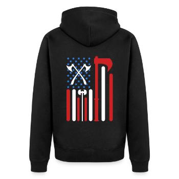 Axtwerfen - Unisex Premium Bio Zip Hoodie - Schwarz - Hinten - Nico (187cm)