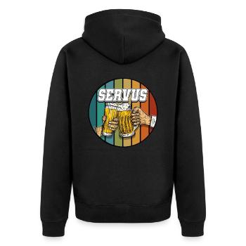 Servus - Unisex Premium Organic Zip Hoodie - black - Back - Nico (187cm)