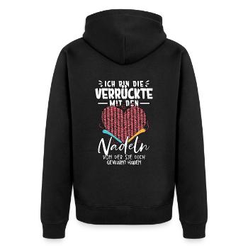 Häkeln - Unisex Premium Bio Zip Hoodie - Schwarz - Hinten - Nico (187cm)
