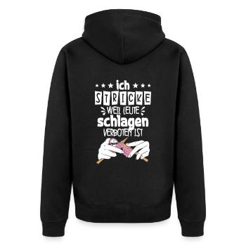 Häkeln - Unisex Premium Bio Zip Hoodie - Schwarz - Hinten - Nico (187cm)