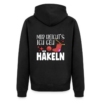 Mir Reichts Ich Geh Häkeln - Unisex Premium Bio Zip Hoodie - Schwarz - Hinten - Nico (187cm)