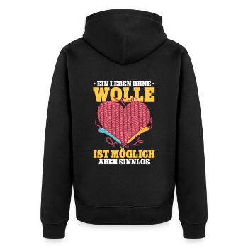 Häkeln - Unisex Premium Bio Zip Hoodie - Schwarz - Hinten - Nico (187cm)