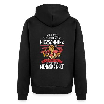 Pilzsammler Pilz Sucher - Unisex Premium Bio Zip Hoodie - Schwarz - Hinten - Nico (187cm)