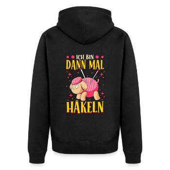 Häkeln - Unisex Premium Bio Zip Hoodie - Schwarz - Hinten - Nico (187cm)