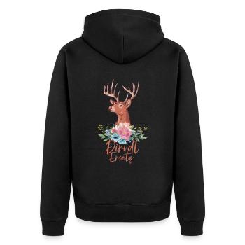 Dirndl Ersatz - Unisex Premium Bio Zip Hoodie - Schwarz - Hinten - Nico (187cm)