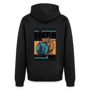 Häkeln - Unisex Premium Bio Zip Hoodie - Schwarz - Hinten - Nico (187cm)