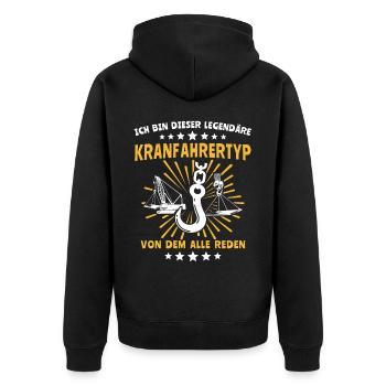 Kranführer Kranhaken Kranfahrer - Unisex Premium Bio Zip Hoodie - Schwarz - Hinten - Nico (187cm)