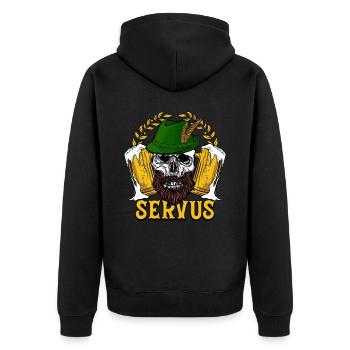 Servus - Unisex Premium Organic Zip Hoodie - black - Back - Nico (187cm)