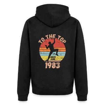 Geburtstag Klettern Bouldern seit Juni 1983 - Unisex Premium Bio Zip Hoodie - Schwarz - Hinten - Nico (187cm)