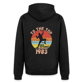 Geburtstag Klettern Bouldern seit September 1983 - Unisex Premium Bio Zip Hoodie - Schwarz - Hinten - Nico (187cm)