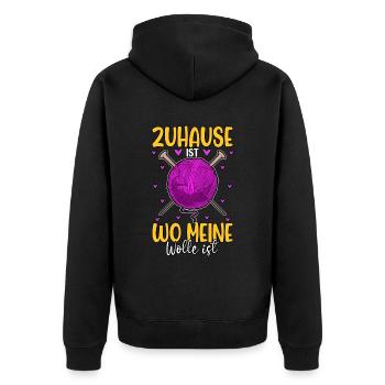Häkeln - Unisex Premium Bio Zip Hoodie - Schwarz - Hinten - Nico (187cm)