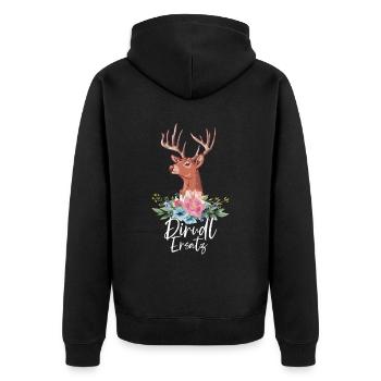 Dirndl Ersatz - Unisex Premium Bio Zip Hoodie - Schwarz - Hinten - Nico (187cm)
