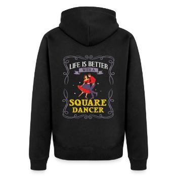 Square Dance Musik Caller Volkstanz Tänzer Usa - Unisex Premium Bio Zip Hoodie - Schwarz - Hinten - Nico (187cm)