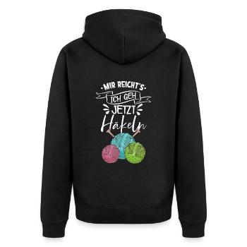 Häkeln - Unisex Premium Bio Zip Hoodie - Schwarz - Hinten - Nico (187cm)