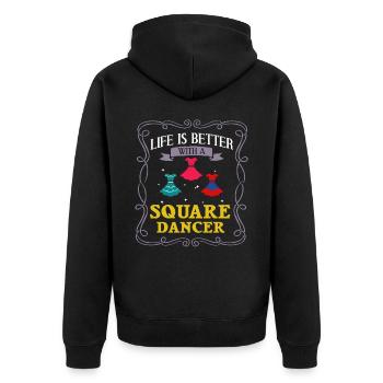 Square Dance Musik Caller Volkstanz Tänzer Usa - Unisex Premium Bio Zip Hoodie - Schwarz - Hinten - Nico (187cm)