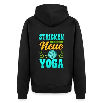 Häkeln - Unisex Premium Bio Zip Hoodie - Schwarz - Hinten - Nico (187cm)