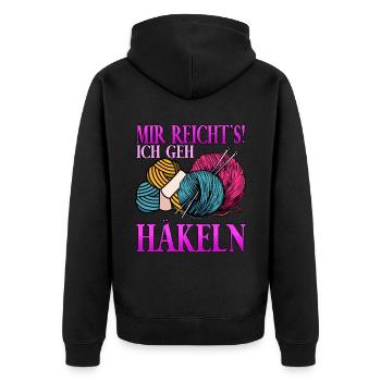 Mir Reichts Ich Geh Häkeln - Unisex Premium Bio Zip Hoodie - Schwarz - Hinten - Nico (187cm)