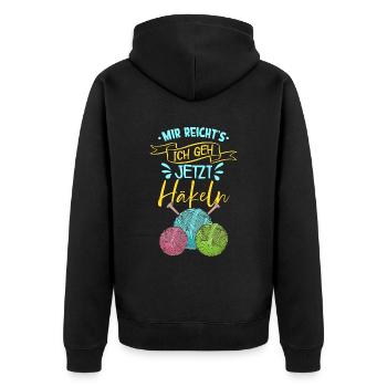 Häkeln - Unisex Premium Bio Zip Hoodie - Schwarz - Hinten - Nico (187cm)