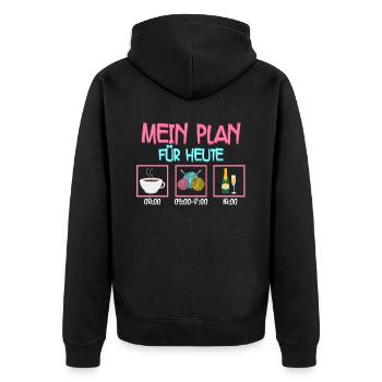 Häkeln - Unisex Premium Bio Zip Hoodie - Schwarz - Hinten - Nico (187cm)