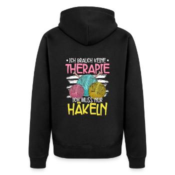 Häkeln - Unisex Premium Bio Zip Hoodie - Schwarz - Hinten - Nico (187cm)