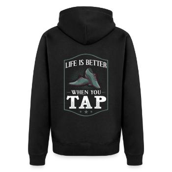 Stepptanz Anfänger Schuhe Musik lernen Tänzer - Unisex Premium Bio Zip Hoodie - Schwarz - Hinten - Nico (187cm)