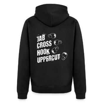 Boxing punches, boxers, upward hooks, hooks, jab - Unisex Premium Organic Zip Hoodie - black - Back - Nico (187cm)