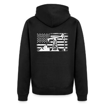 U.S. oilfield, oilfield workers - Unisex Premium Organic Zip Hoodie - black - Back - Nico (187cm)