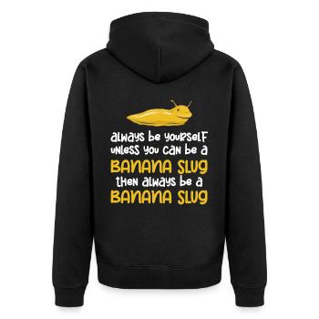 Banana Snails, A Banana Snail Being - Unisex Premium Organic Zip Hoodie - black - Back - Nico (187cm)