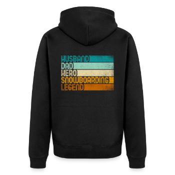 Retro Husband Dad Hero Snowboarding Legend - Unisex Premium Bio Zip Hoodie - Schwarz - Hinten - Nico (187cm)