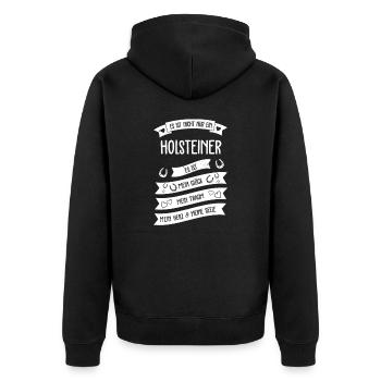 Mein Holsteiner I Pony Pferde Motiv für Reiterin - Unisex Premium Bio Zip Hoodie - Schwarz - Hinten - Nico (187cm)